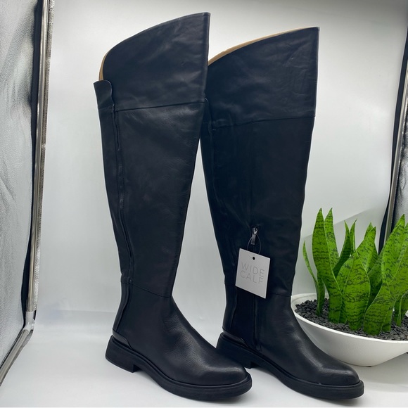 FRANCO SARTO BATTINA OVER-THE-KNEE BOOT wide calf in black leather size 9.5M NEW - Picture 7 of 8